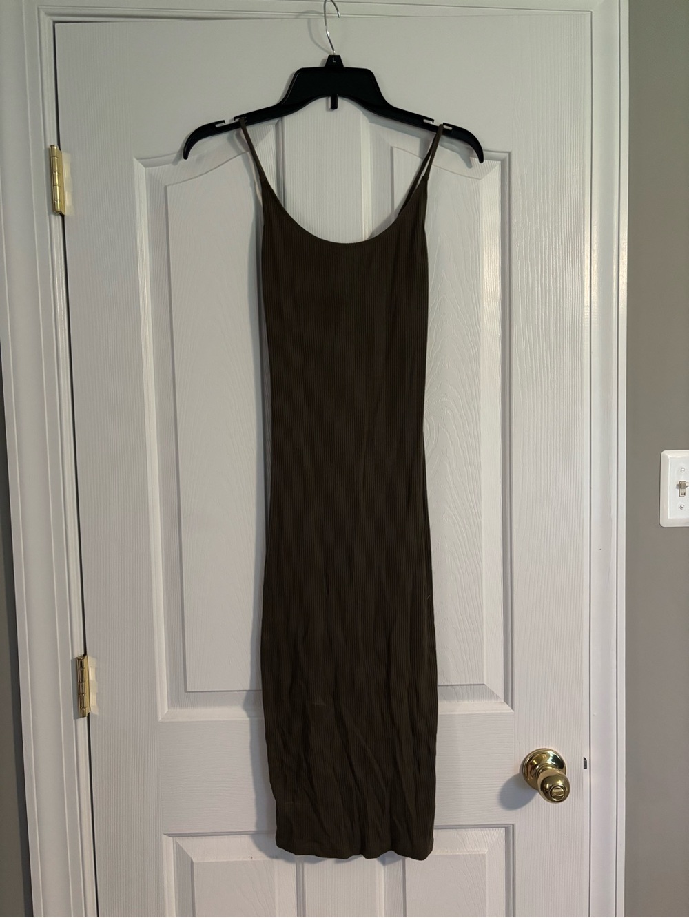 H&M Olive Strap Midi Slip Dress